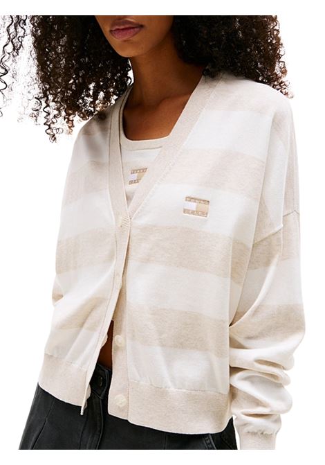 Cardigan relaxed fit a righe con distintivo Tommy Hilfiger | DW0DW20968AE3